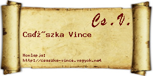 Császka Vince névjegykártya